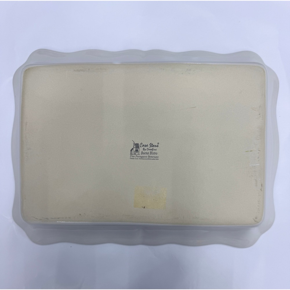 Casa Stone by Casafina White Stoneware Scalloped Rectangular Baker Set of 2 - Picture 3 of 12